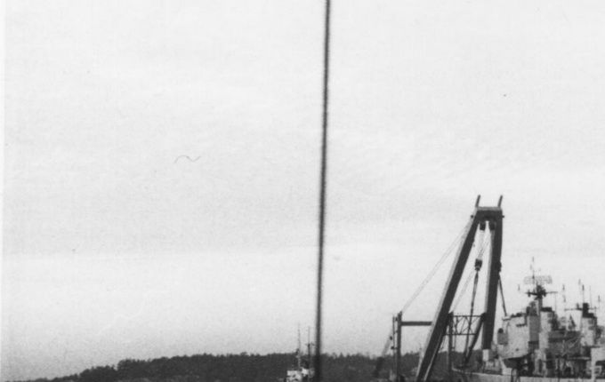 Akterifrån Mercur, J 21, kran Magnus VI och Ajax Foto: Lars Hultén